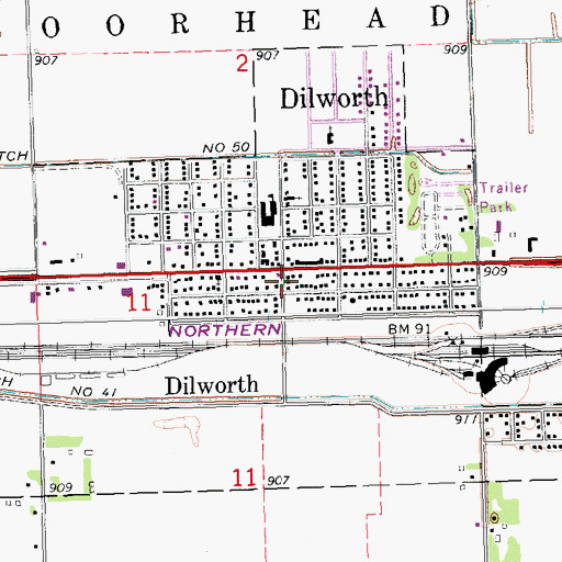 Topographic Map of Dilworth City Hall, MN