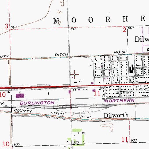 Topographic Map of Dilworth Fire Department, MN