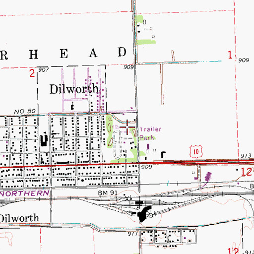 Topographic Map of Dilworth Trailer Park, MN