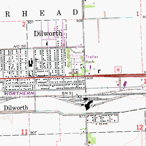 Topographic Map of Dilworth City Depot, MN