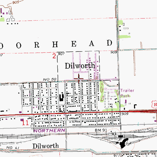 Topographic Map of Dilworth Lutheran Church, MN