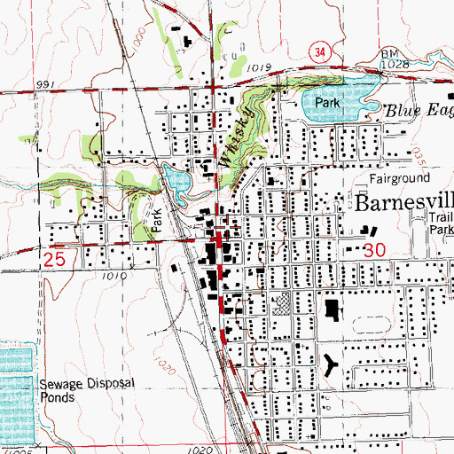 Topographic Map of Barnesville City Hall, MN