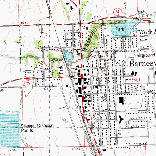 Topographic Map of Barnesville City Police Department, MN