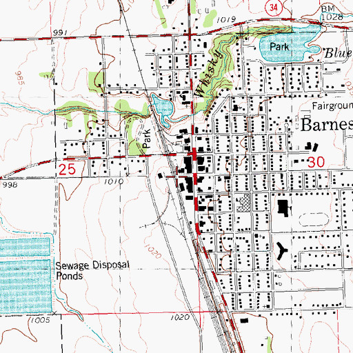Topographic Map of Barnesville, MN