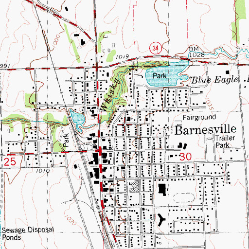 Topographic Map of Saint Johns Lutheran Church, MN