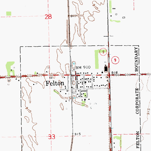 Topographic Map of Felton Post Office, MN