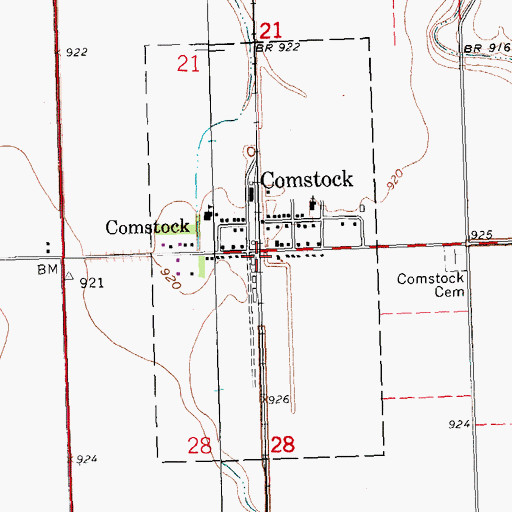 Topographic Map of Comstock, MN