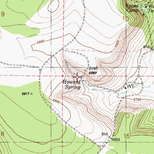 Topographic Map of Howard Spring, AZ