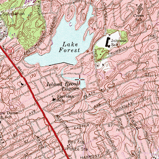 Topographic Map of Island Brook Lagoon, CT