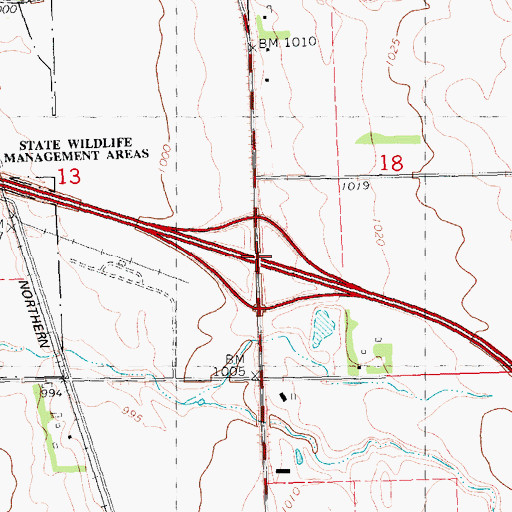 Topographic Map of Interchange 22, MN