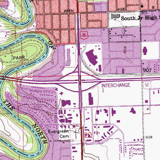 Topographic Map of Interchange 1, MN