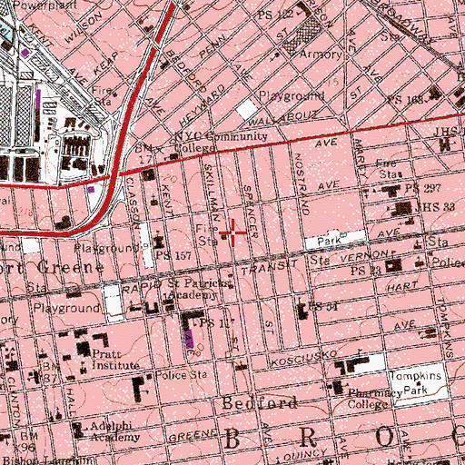 Topographic Map of Fire Department New York Engine 209 Ladder 102, NY