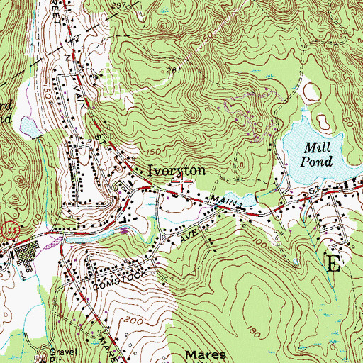 Topographic Map of Ivoryton, CT