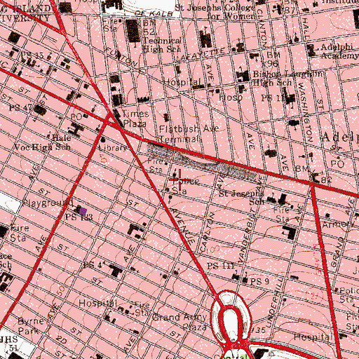 Topographic Map of Fire Department New York Engine 219 Ladder 105, NY