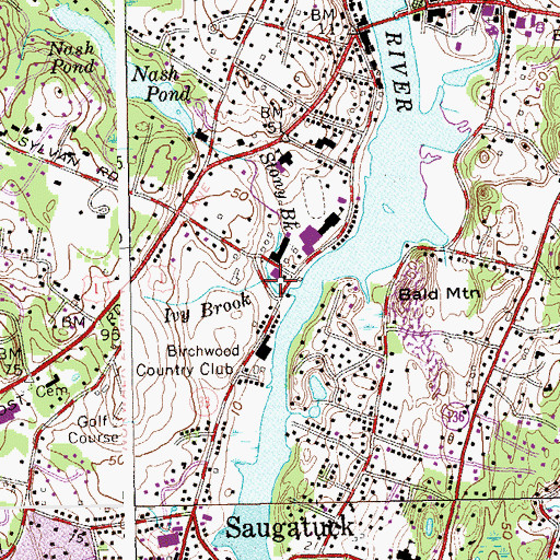 Topographic Map of Ivy Brook, CT