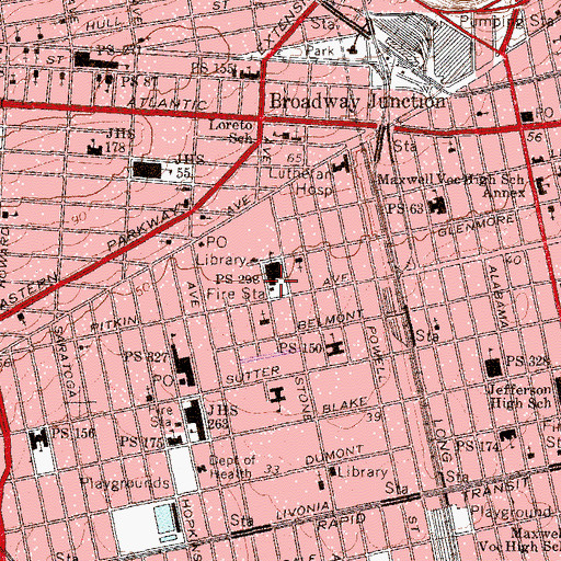 Topographic Map of Fire Department New York Engine 231 Ladder 120, NY