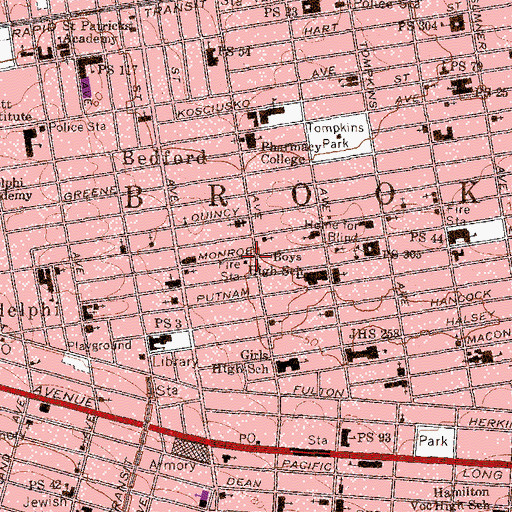 Topographic Map of Fire Department New York City Engine 235 Battalion 57, NY