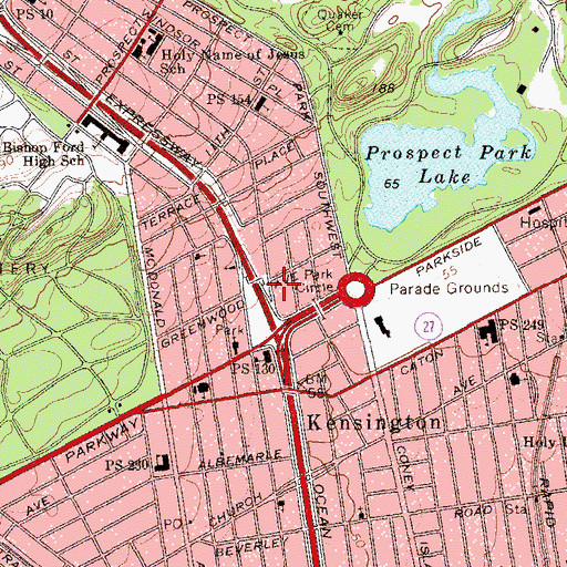Topographic Map of Fire Department New York Engine 240 Battalion 48, NY