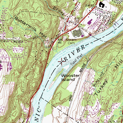 Topographic Map of Ivy Brook, CT