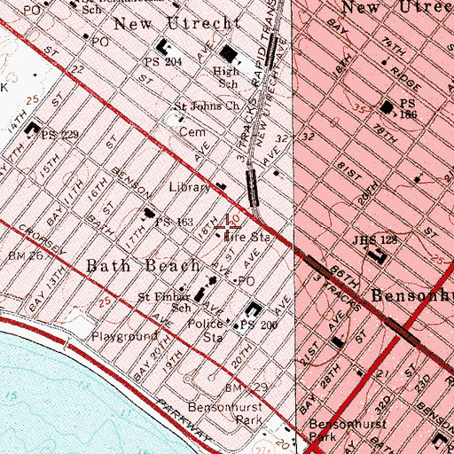 Topographic Map of Fire Department New York Engine 243 Ladder 168 Battalion 42, NY