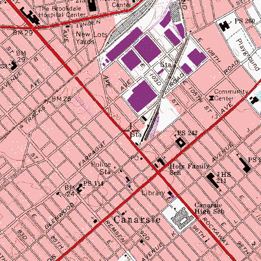 Topographic Map of Brooklyn Fire Station, NY
