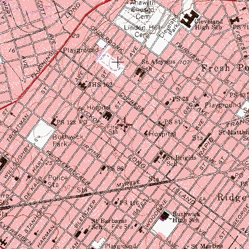 Topographic Map of Fire Department New York Battalion 28 Engine 271 Ladder 124, NY