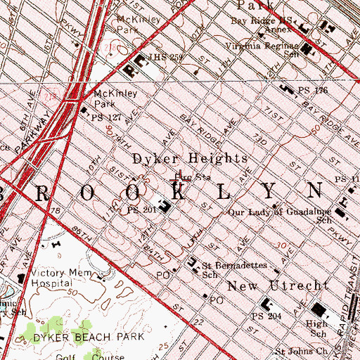 Topographic Map of Fire Department New York City Engine 284 Ladder 149, NY