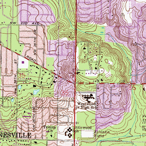 Topographic Map of Zion Lutheran Church, FL