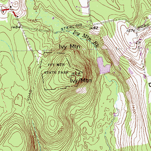 Topographic Map of Ivy Mountain, CT