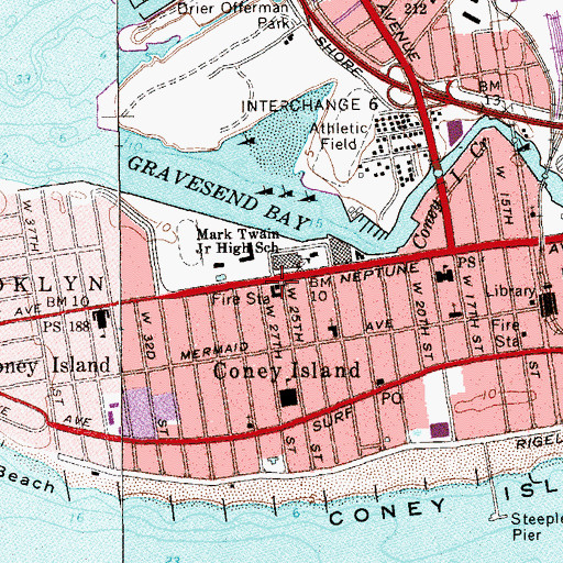 Topographic Map of New York Fire Department Engine 318 Ladder 166, NY