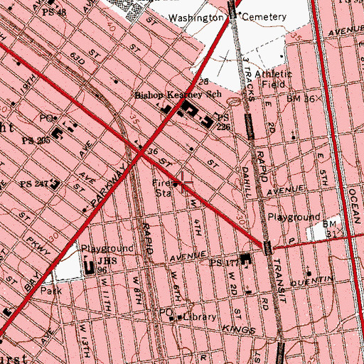 Topographic Map of Fire Department New York Engine 330 Ladder 172, NY