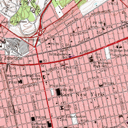 Topographic Map of Fire Department New York Engine 332 and Ladder 175, NY