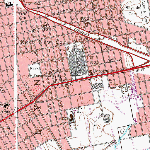 Topographic Map of New York Ladder Company 107, NY
