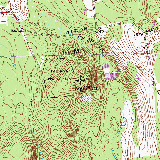 Topographic Map of Ivy Mountain State Park, CT