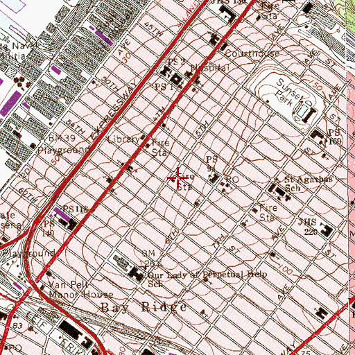 Topographic Map of Fire Department New York City Ladder Company 114, NY