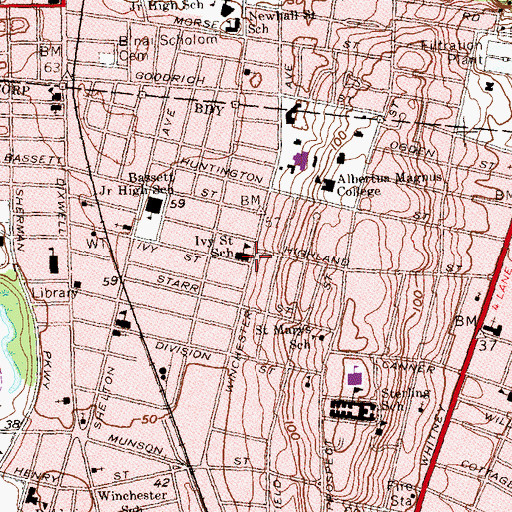 Topographic Map of Ivy Street School, CT