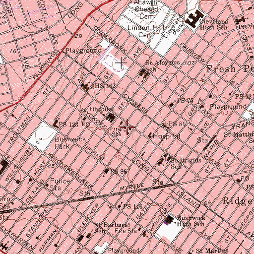 Topographic Map of New York Ladder Company 124, NY