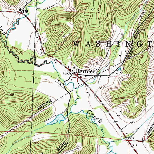 Topographic Map of Bernice Post Office (historical), OH
