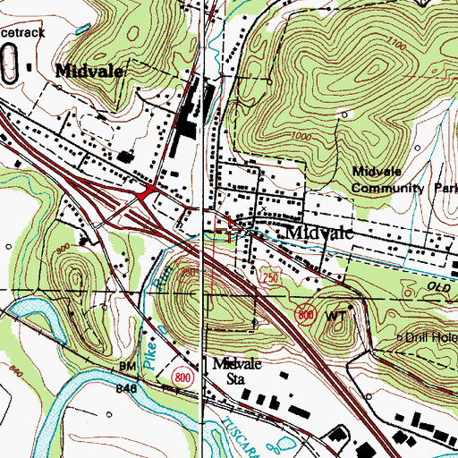 Topographic Map of Midvale Post Office, OH