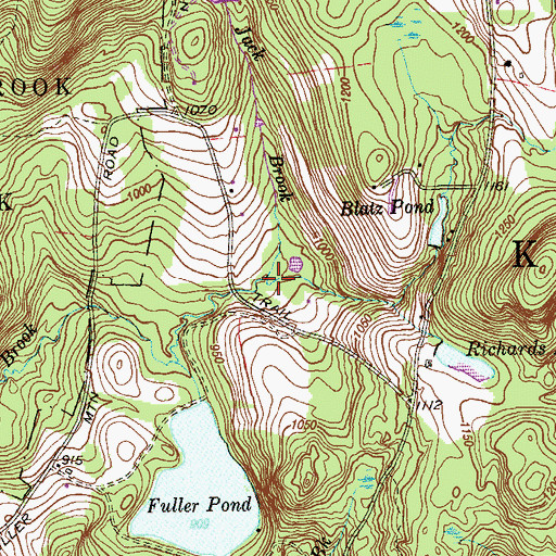 Topographic Map of Jack Brook, CT