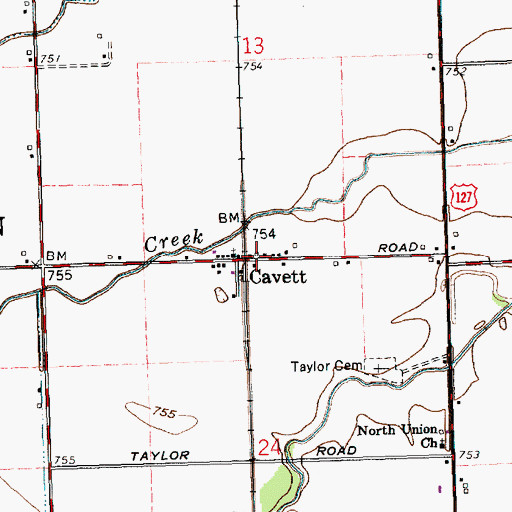 Topographic Map of Cavett Post Office (historical), OH