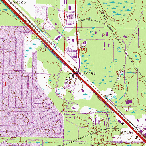 Topographic Map of Florida Highway Patrol - Gainesville Troop B, FL