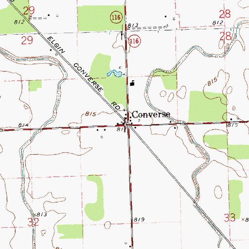 Topographic Map of Converse Post Office (historical), OH
