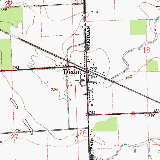 Topographic Map of Dixon Post Office (historical), OH