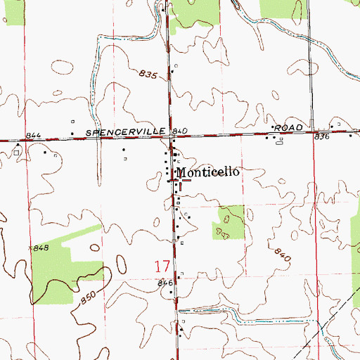 Topographic Map of Monticellow Post Office (historical), OH