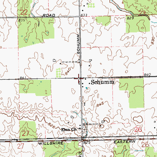 Topographic Map of Schumm Post Office (historical), OH
