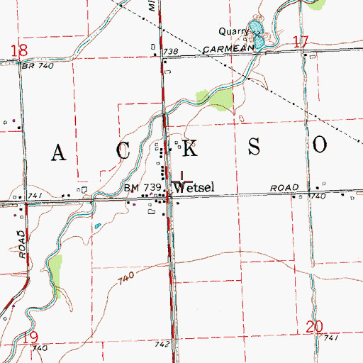 Topographic Map of Wetsel Post Office (historical), OH