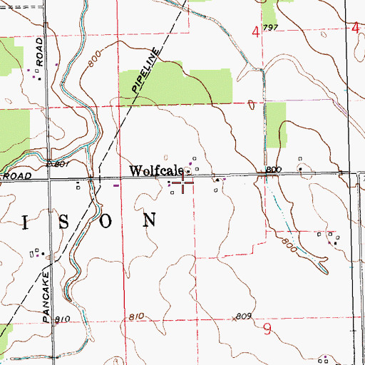 Topographic Map of Wolfcale Post Office (historical), OH
