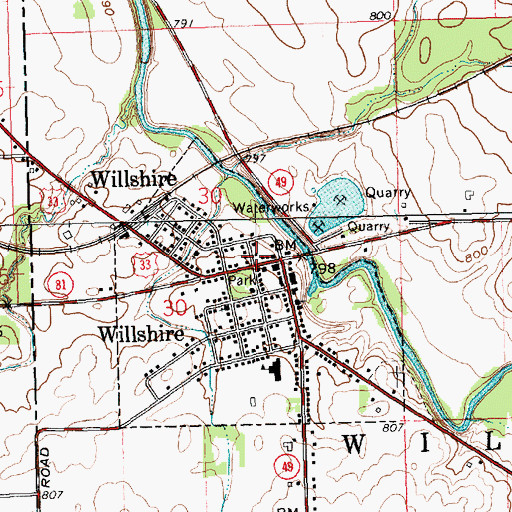 Topographic Map of Willshire Post Office, OH