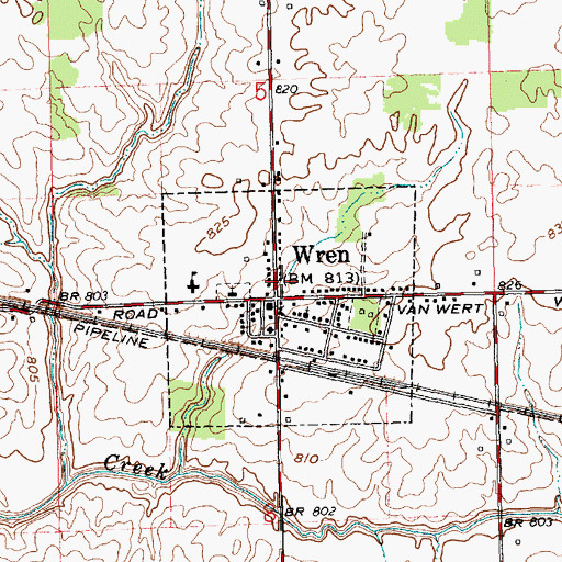 Topographic Map of Wren Post Office, OH